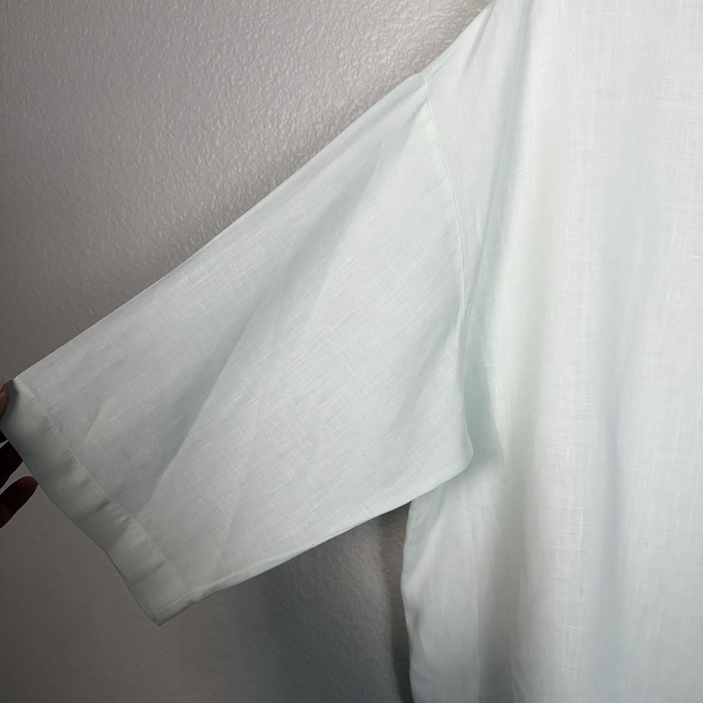 Bryn Walker Linen Top Sz S Pale Green Boat Neck Oversized Boxy Short Sleeve - Picture 5 of 10